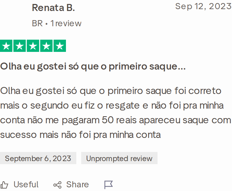 Trustpilot: Olha eu gostei só que o primeiro saque…
